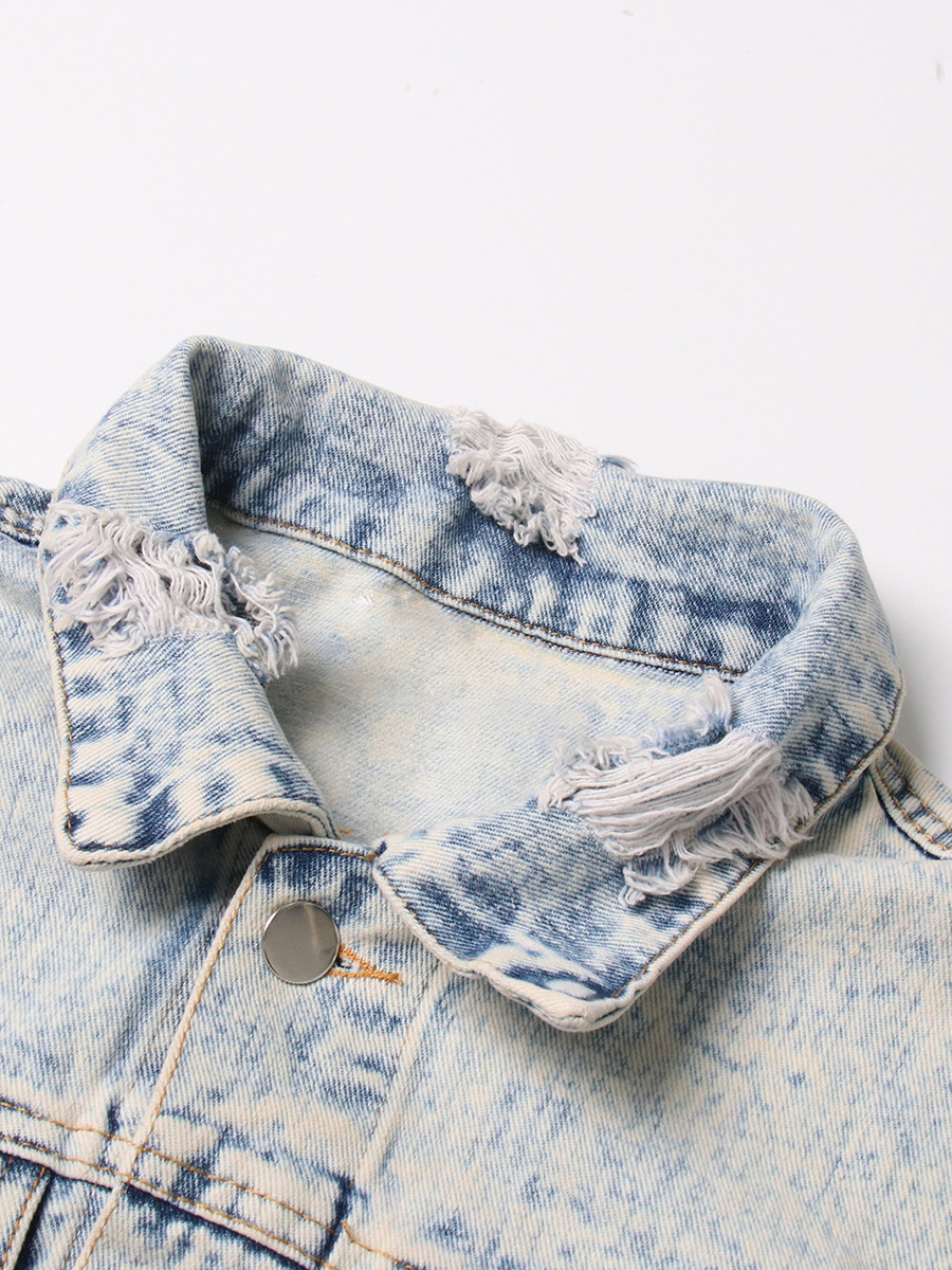 Korean Version Of The Personality Retro Hole Denim Jacket