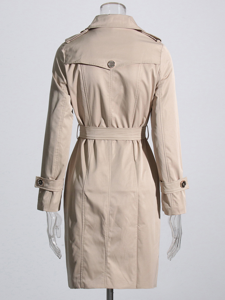 Lapel Irregular Long Sleeve Metal Buckle Lacing Coat