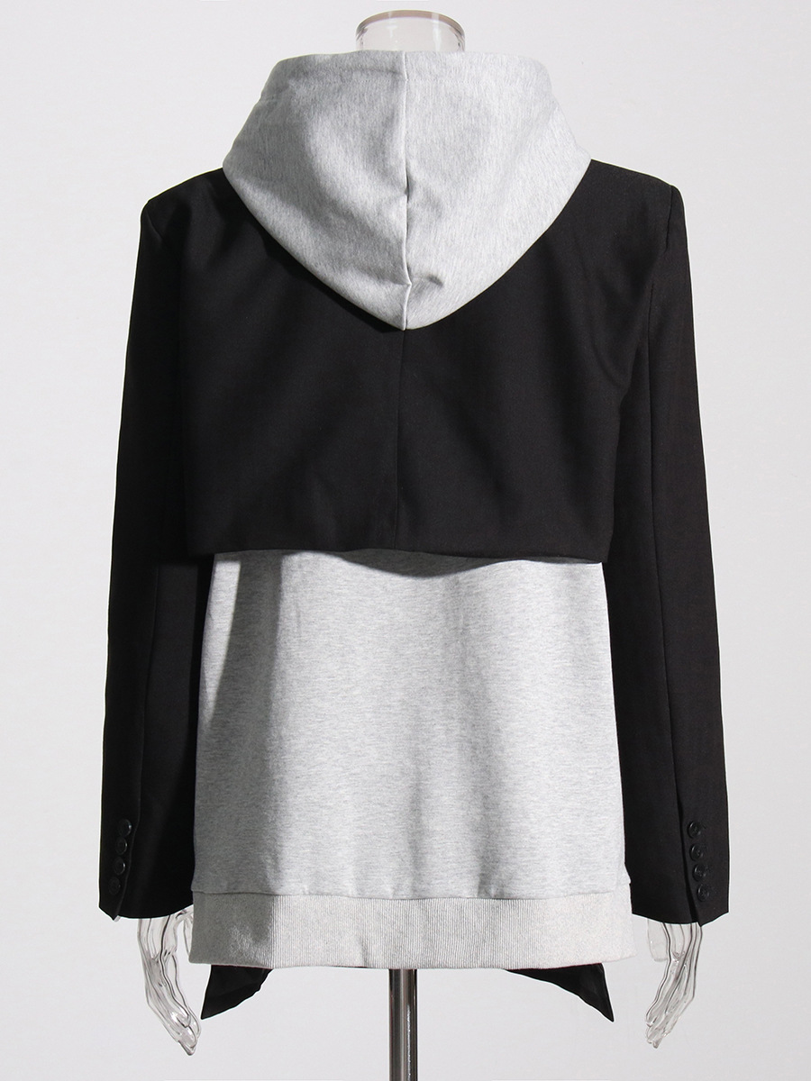 Niche Wind Collision Color Stitching Hooded Casual Small Blazer