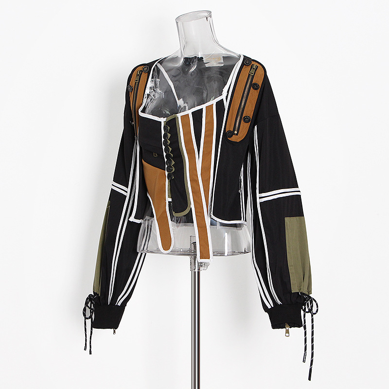 Personalized Street Design Clashing Color Patchwork Jacket