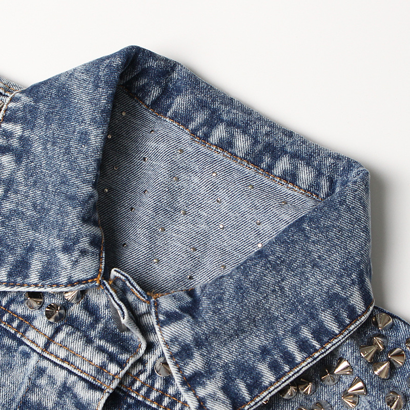 Riveted Fashion Short Denim Long-Sleeved Jacket