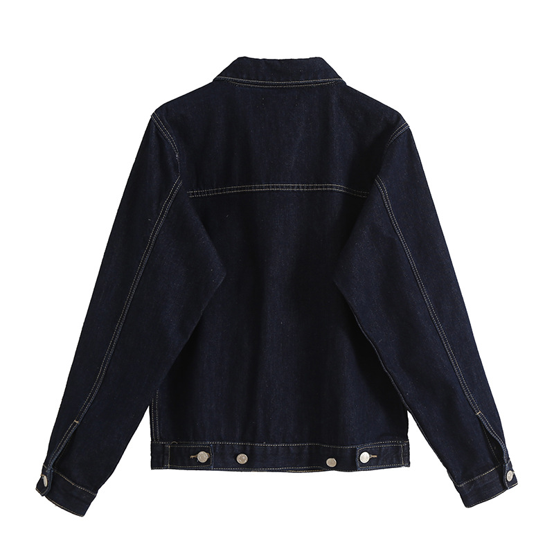 Short Women'S Dark Blue Denim Jacket