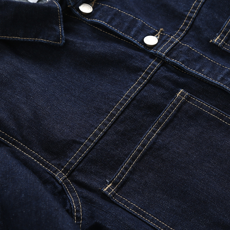 Short Women'S Dark Blue Denim Jacket