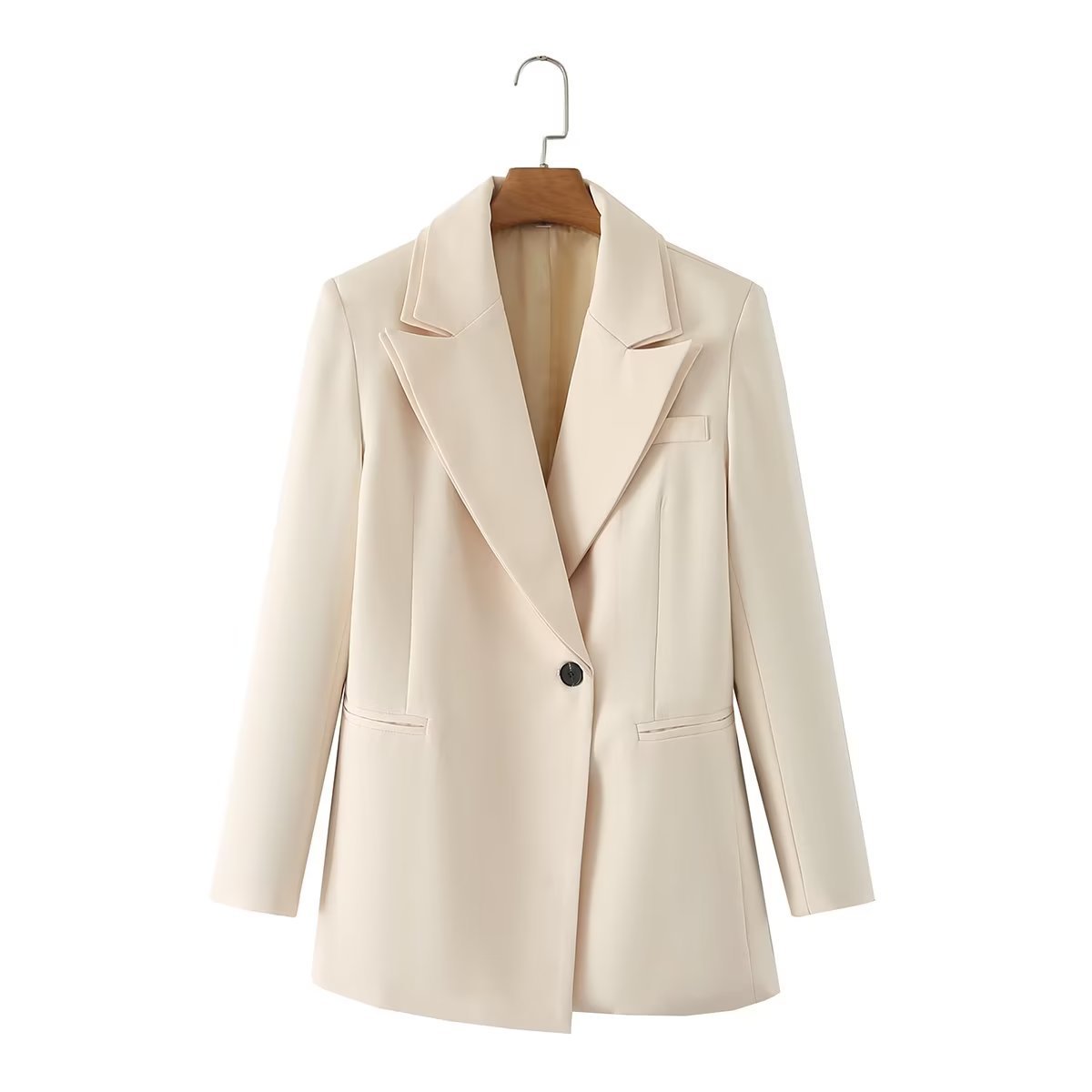 Solid Color Single Button Double Layer Collar Slim Jacket