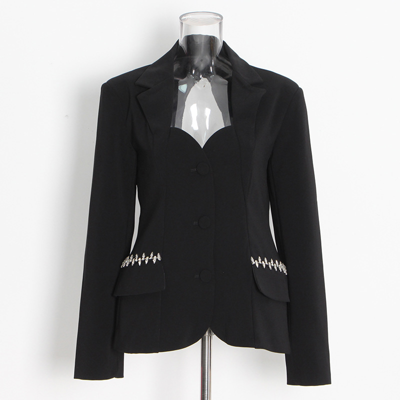 Single-Breasted Check Pattern Slim Short Women'S Jacket