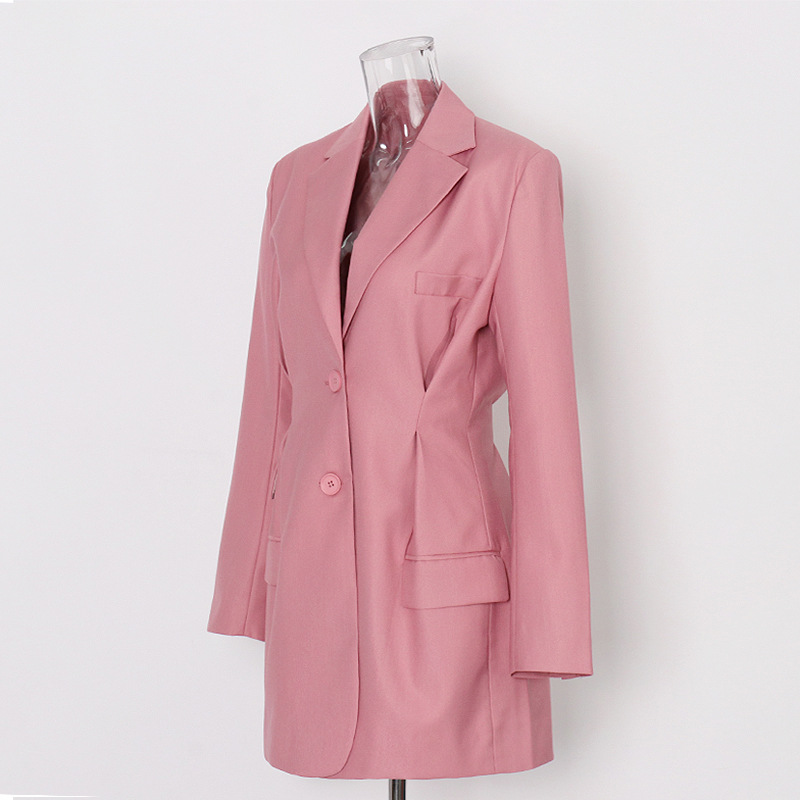 Solid Color Deep V-Neck Waist Wrapped Hip Jacket