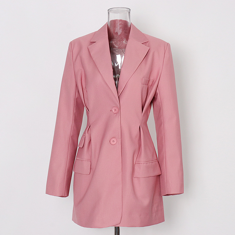 Solid Color Deep V-Neck Waist Wrapped Hip Jacket