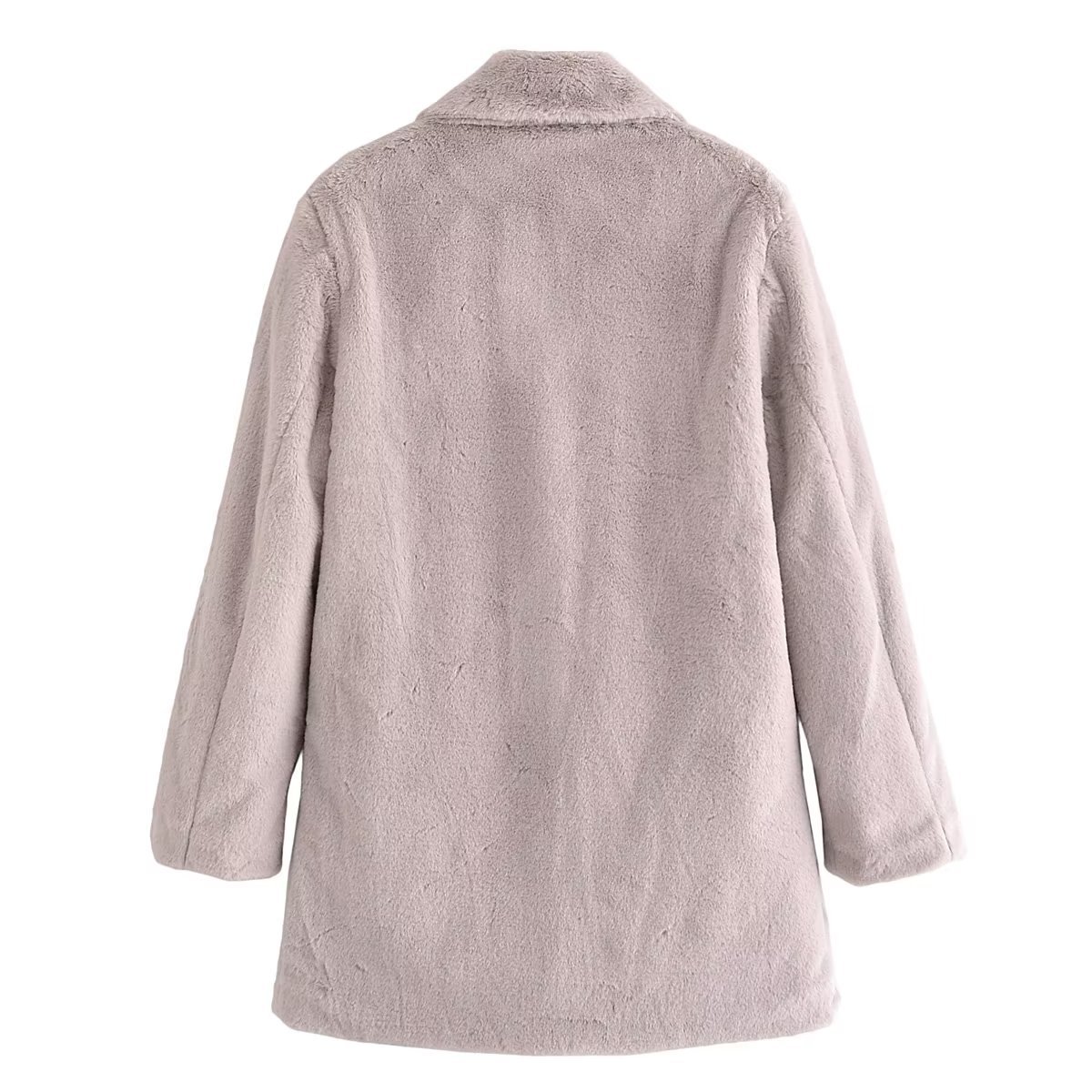 Solid Color Pockets Two Buttons In The Long Thick Jacket