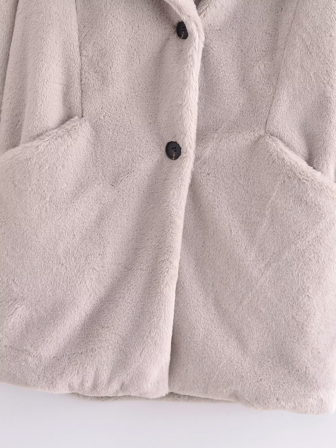 Solid Color Pockets Two Buttons In The Long Thick Jacket