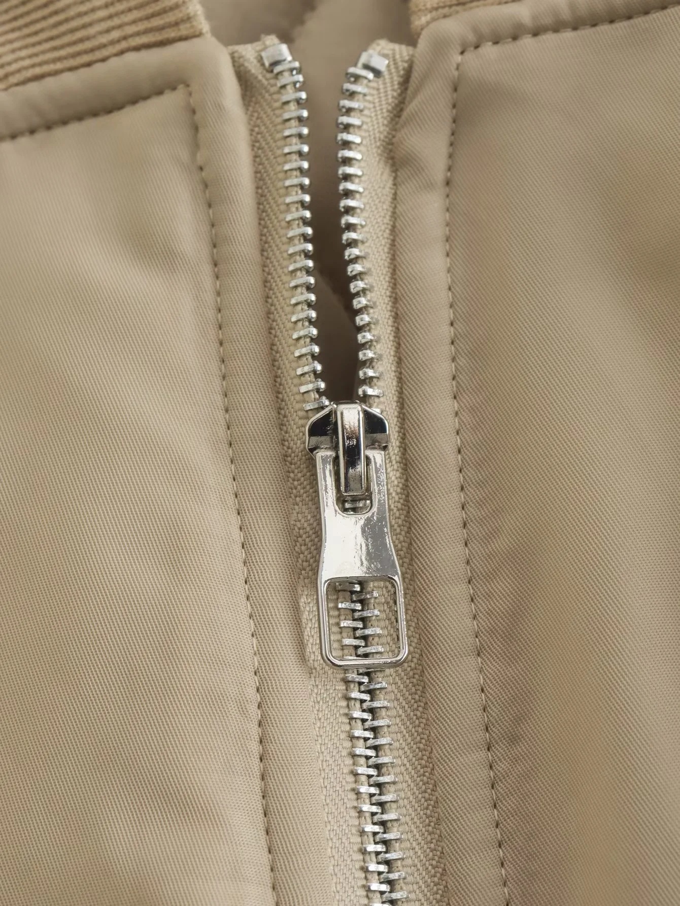 Vintage Stand-Up Collar Pleated Long Sleeve Zip-Up Aviator Jacket