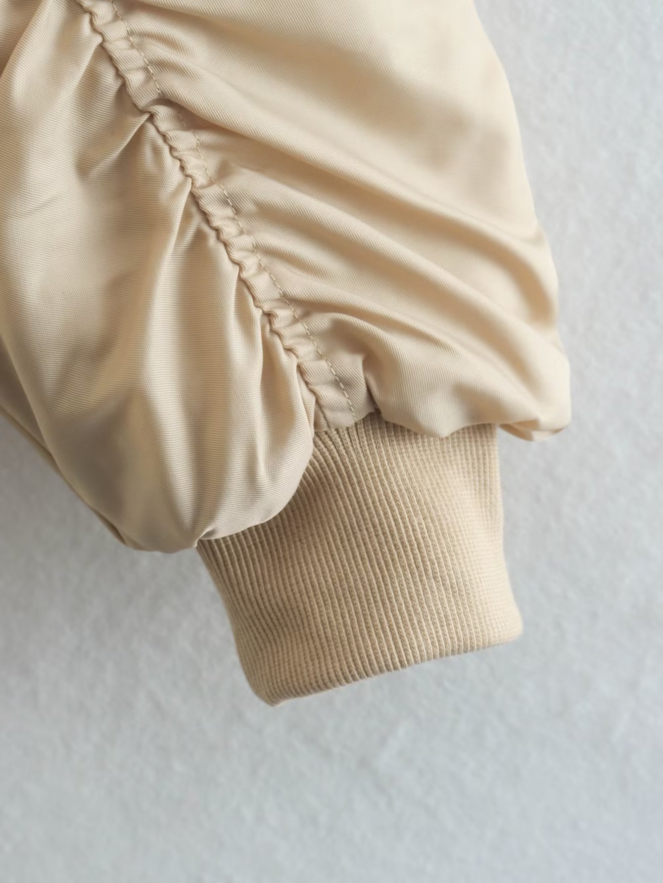 Vintage Stand-Up Collar Pleated Long Sleeve Zip-Up Aviator Jacket