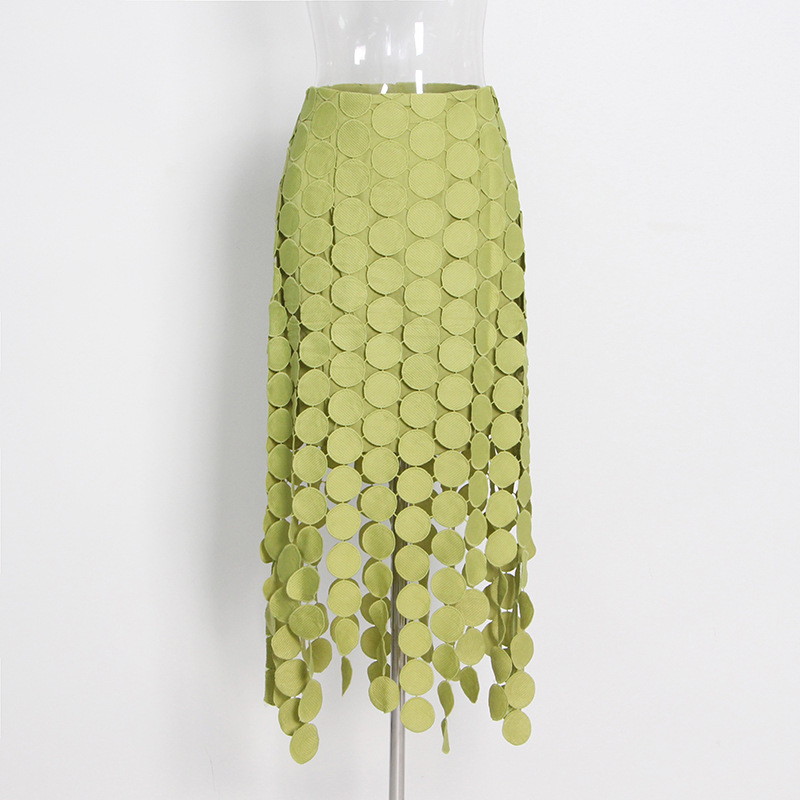 Half-Body Skirt High Waist Tassel Irregular
