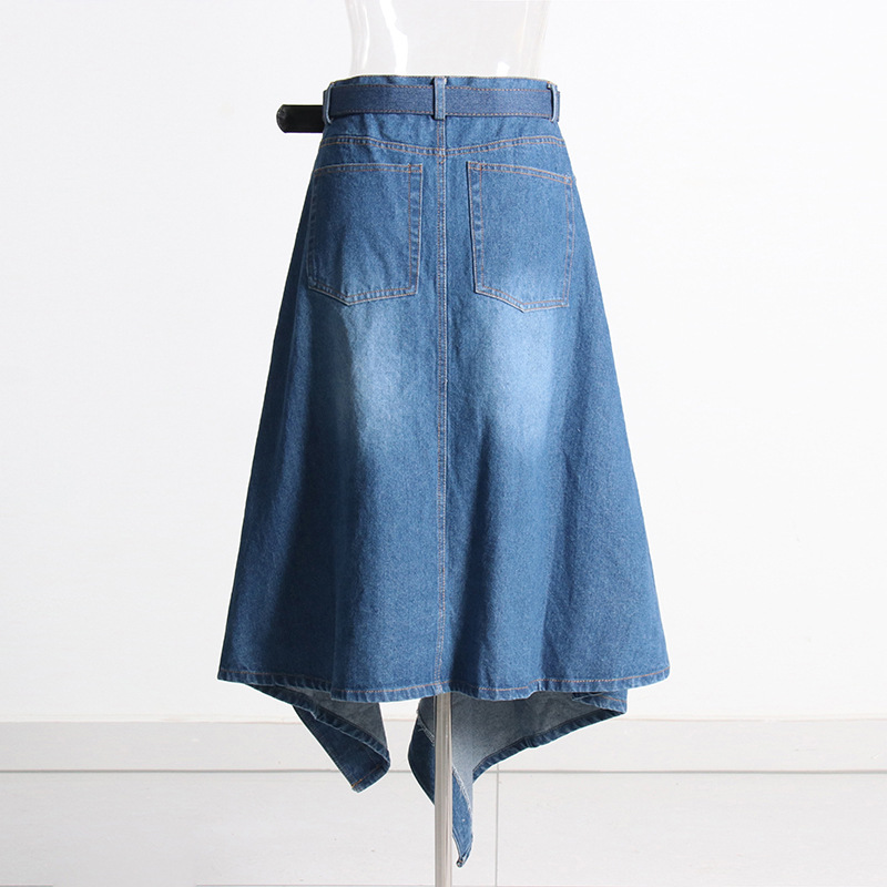 High-Waisted Splicing Irregular Leg-Baring Half Skirt