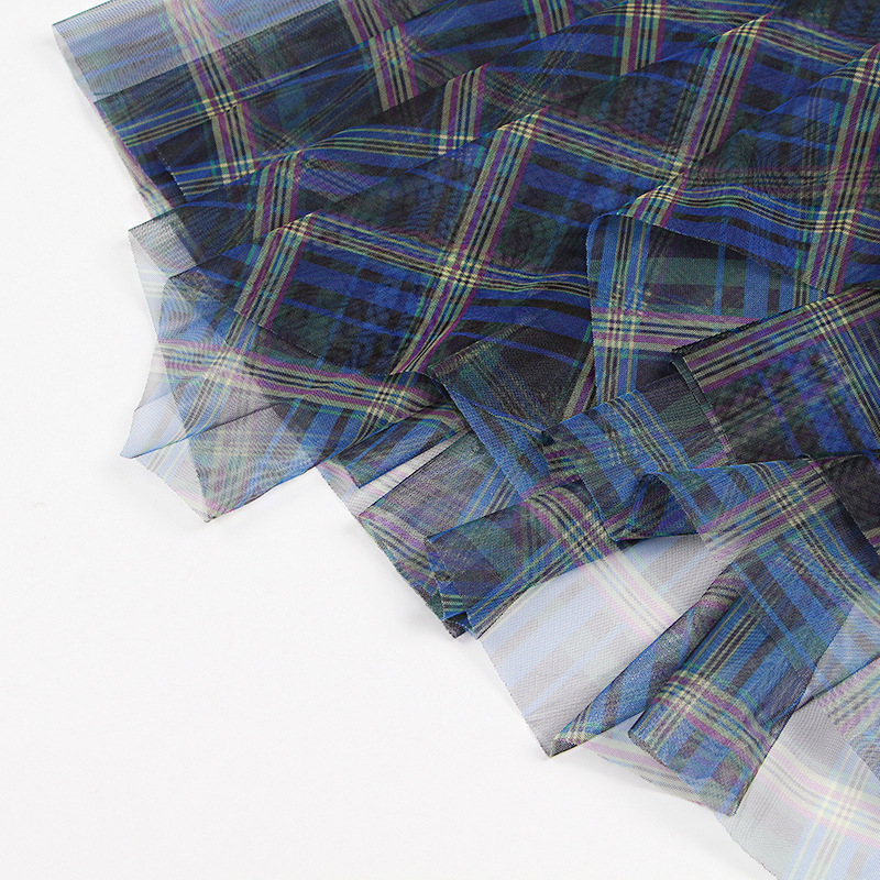 Slim Irregular Mid-Length A-Line Mesh Half-Body Skirt