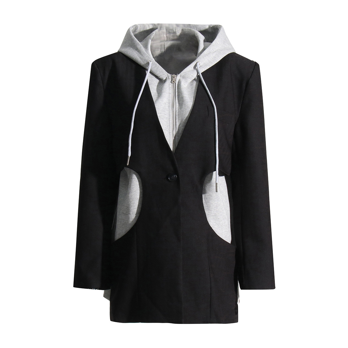 Niche Wind Collision Color Stitching Hooded Casual Small Blazer