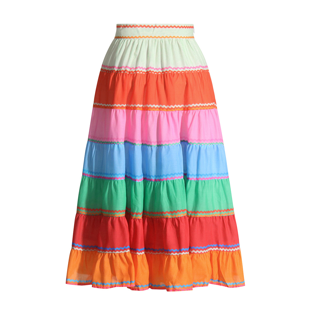 High-Waisted Splicing Colorful Loose Mid-Length Skirt