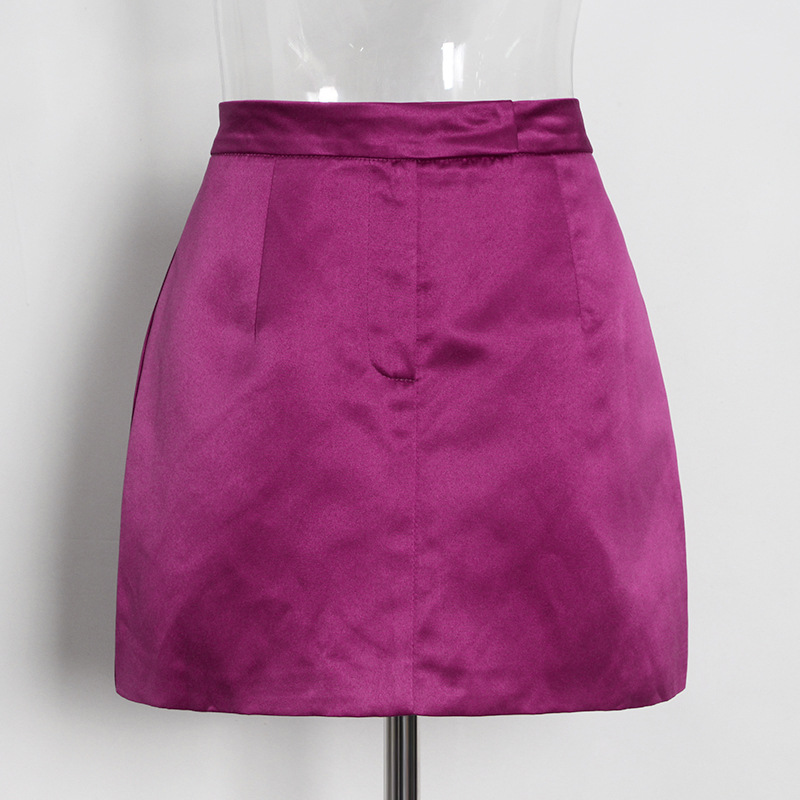 Double-Breasted Suit + Camisole + Half-Body Skirt