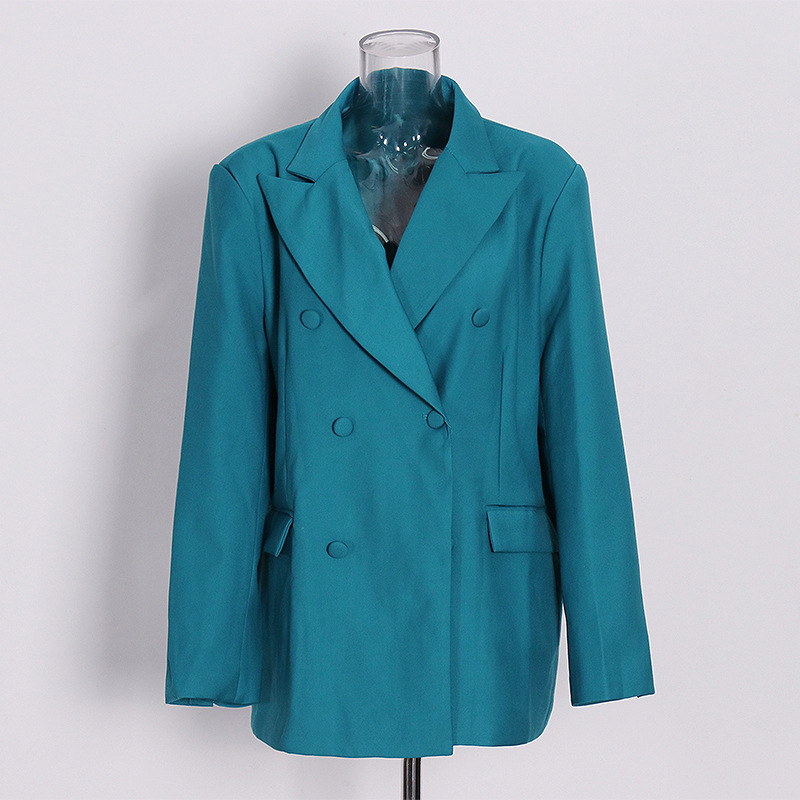 Double-Breasted Blazer + High Waist Wide Leg Pants