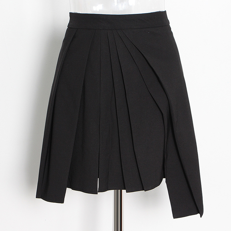 Irregular Solid Color Lapel Shirt + Short Female Half Skirt