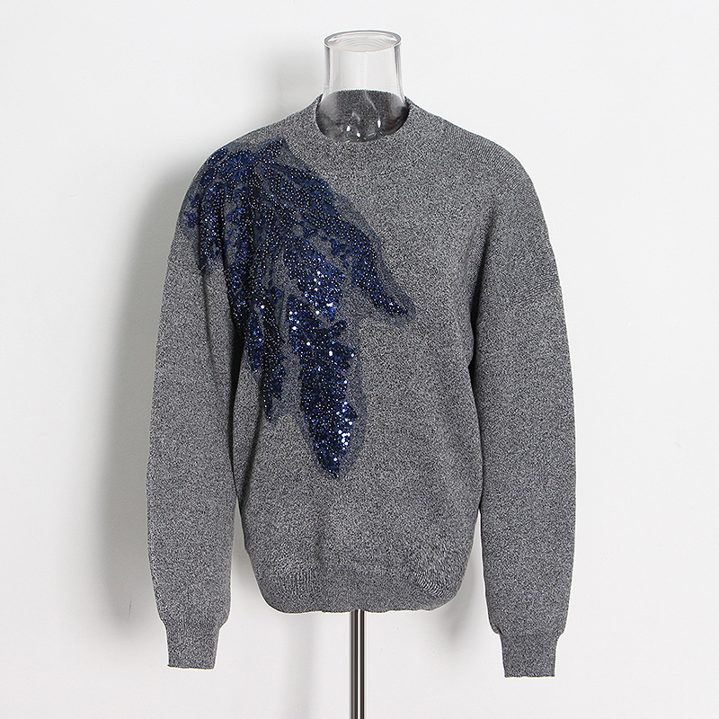 Round Neck Sweatshirt+ Sequin Pencil Pants
