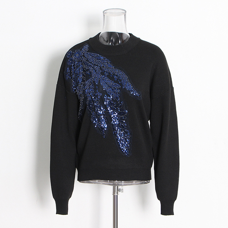 Round Neck Sweatshirt+ Sequin Pencil Pants