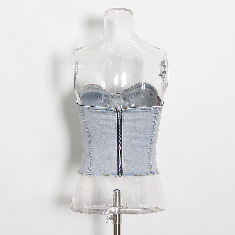 Washed Blue Undershirt + High Waist Wide Leg Jeans