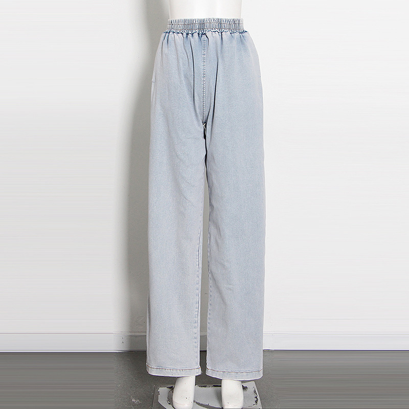 Washed Blue Undershirt + High Waist Wide Leg Jeans
