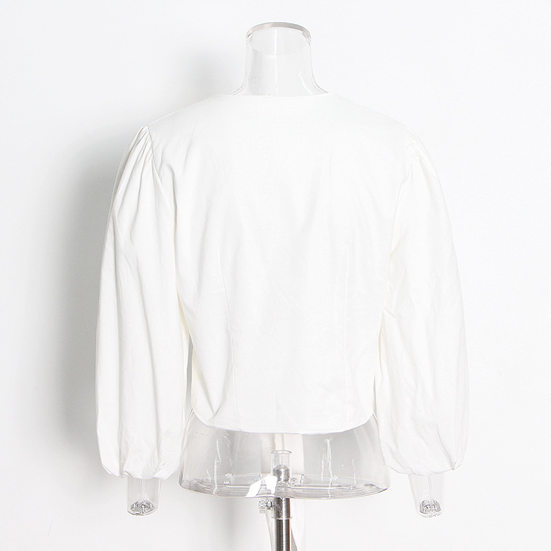 Single-Breasted V-Neck Shirt + High Waist Wide Leg Pants