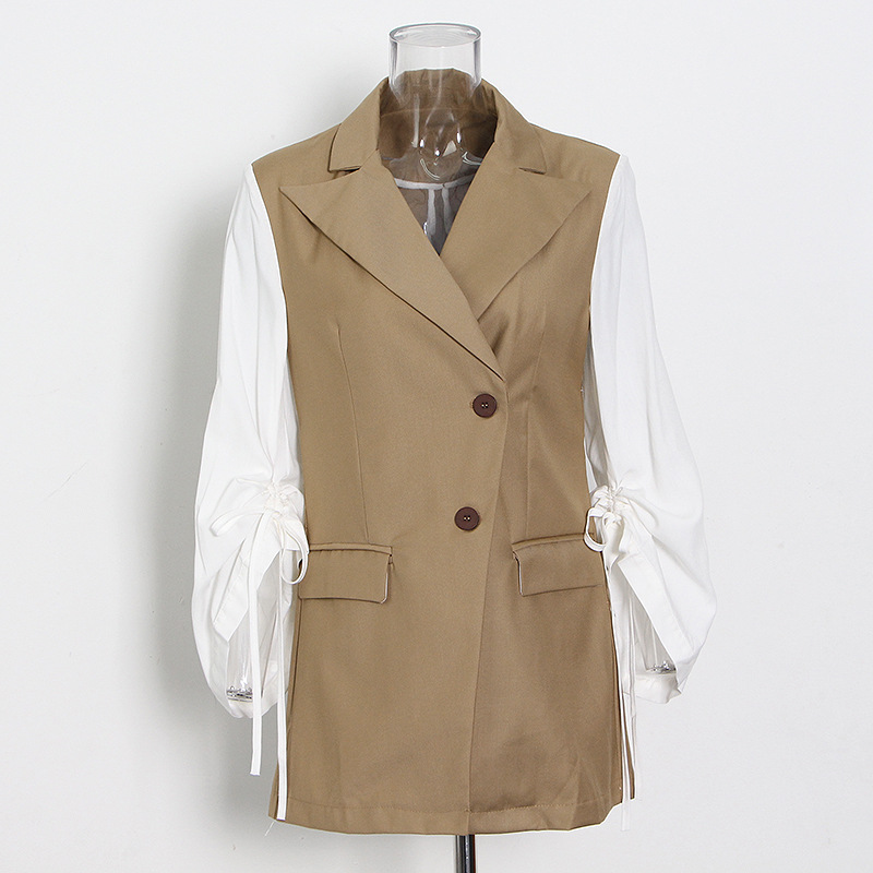 Two-Button Suit + Loose Waist Chinos Women'S Pants