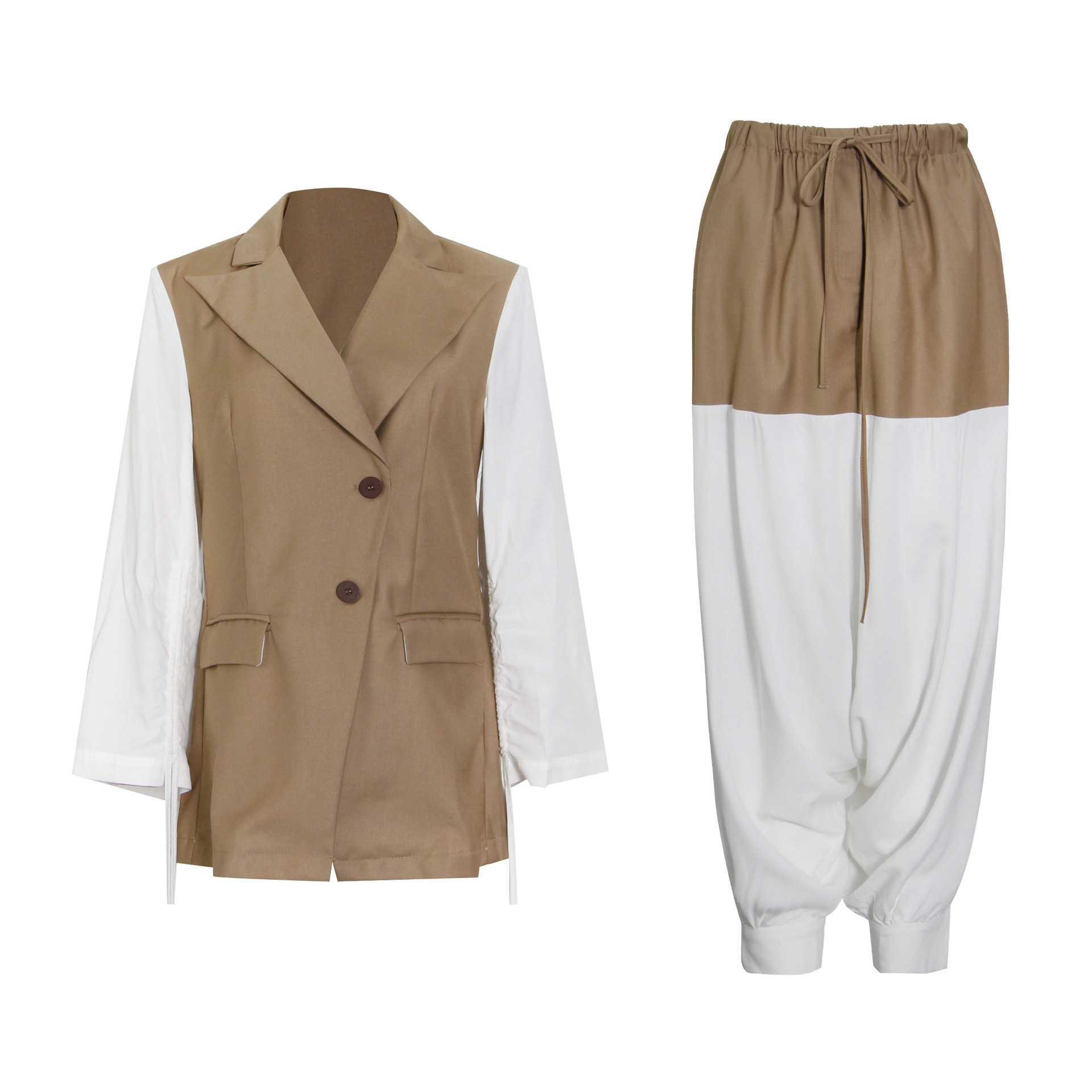 Two-Button Suit + Loose Waist Chinos Women'S Pants