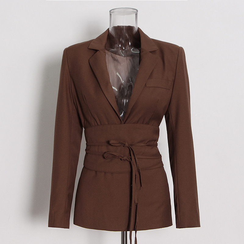 Waist-Skimming Solid Suit + High-Waisted Pants