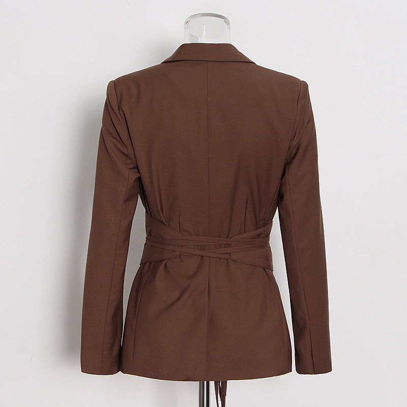 Waist-Skimming Solid Suit + High-Waisted Pants