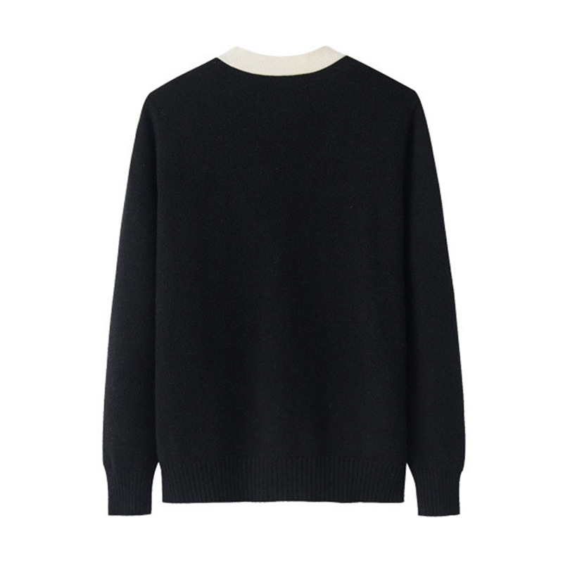 Cashmere V-Neck Patchwork Collision Color Needle Jacket Sweater