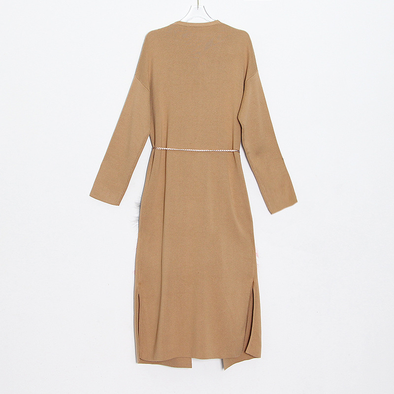 Loose Long Lace-Up Knit With Large Pockets