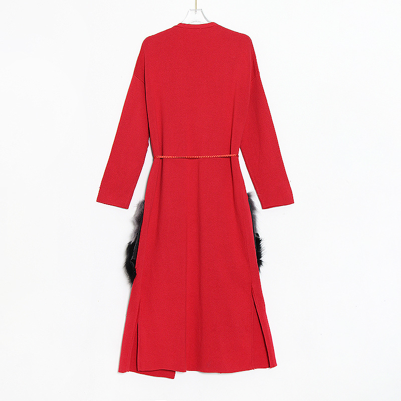 Loose Long Lace-Up Knit With Large Pockets