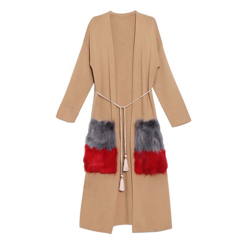 Loose Long Lace-Up Knit With Large Pockets