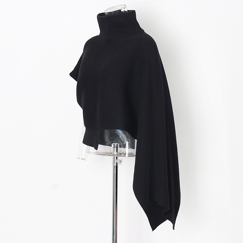 High Neck Batwing Sleeve Loose Irregular Sweater