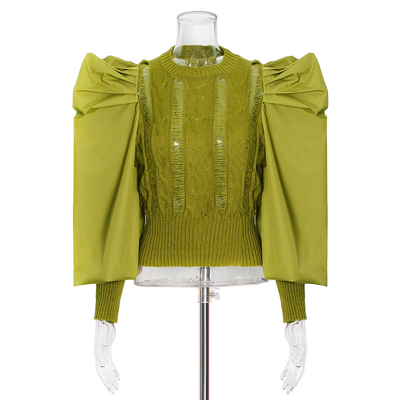 Round Neck Solid Patchwork Waist Sweater