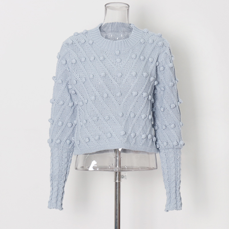 Sheep Leg Sleeves Three-Dimensional Ball Knitted Tops