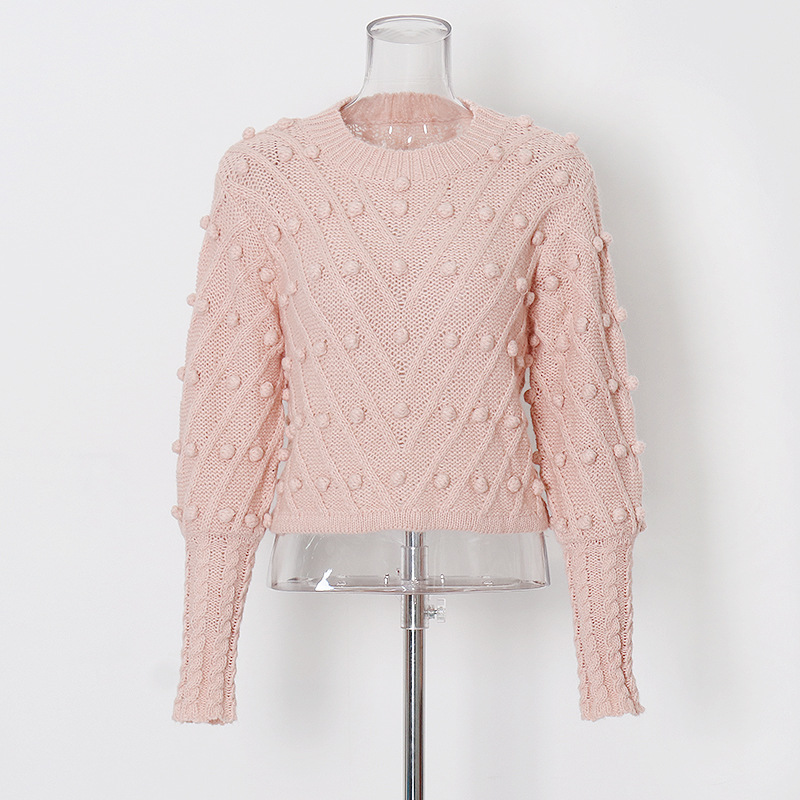Sheep Leg Sleeves Three-Dimensional Ball Knitted Tops