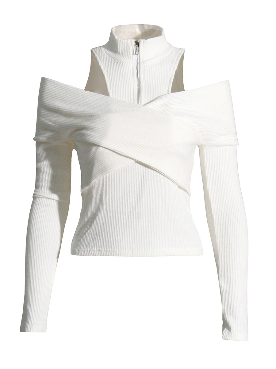 Slim And Thin Hollow Strapless Knitted Sweater