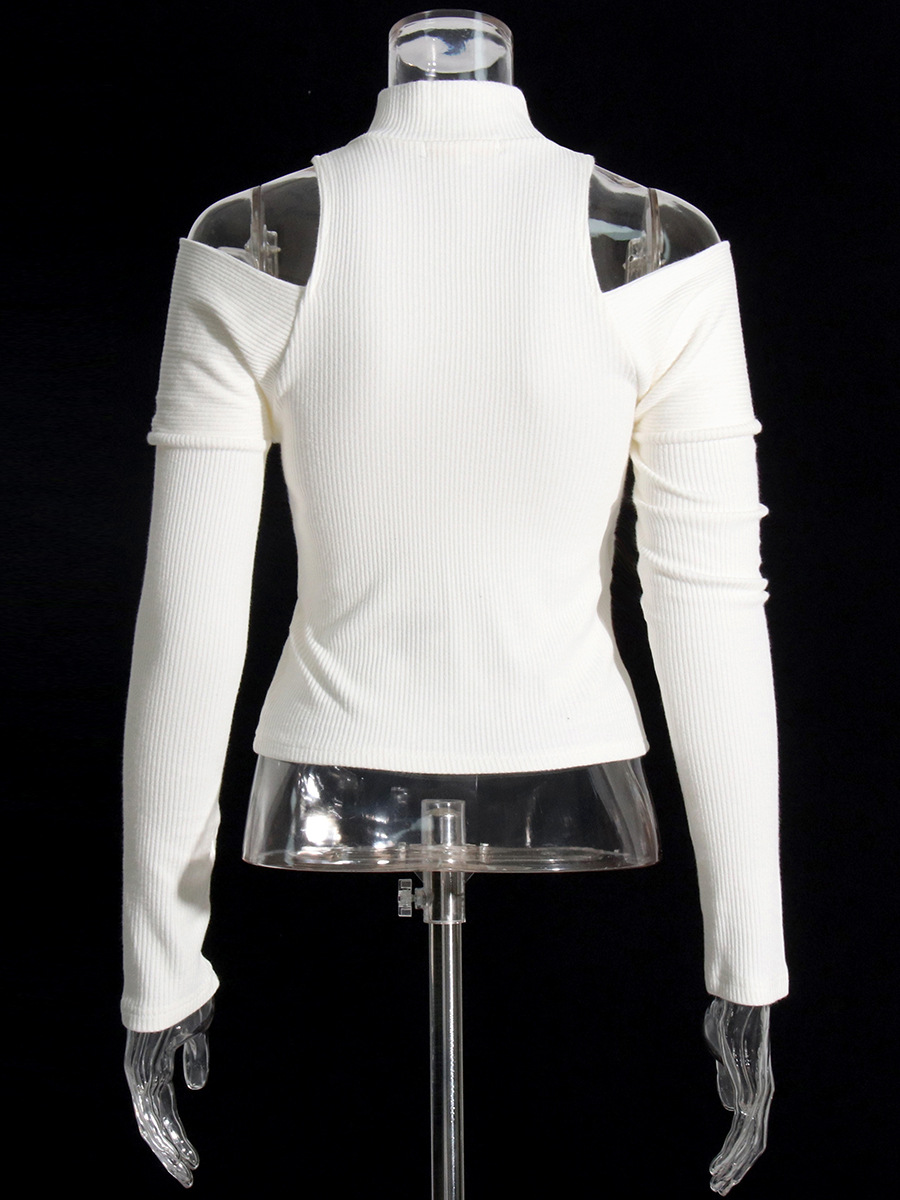 Slim And Thin Hollow Strapless Knitted Sweater