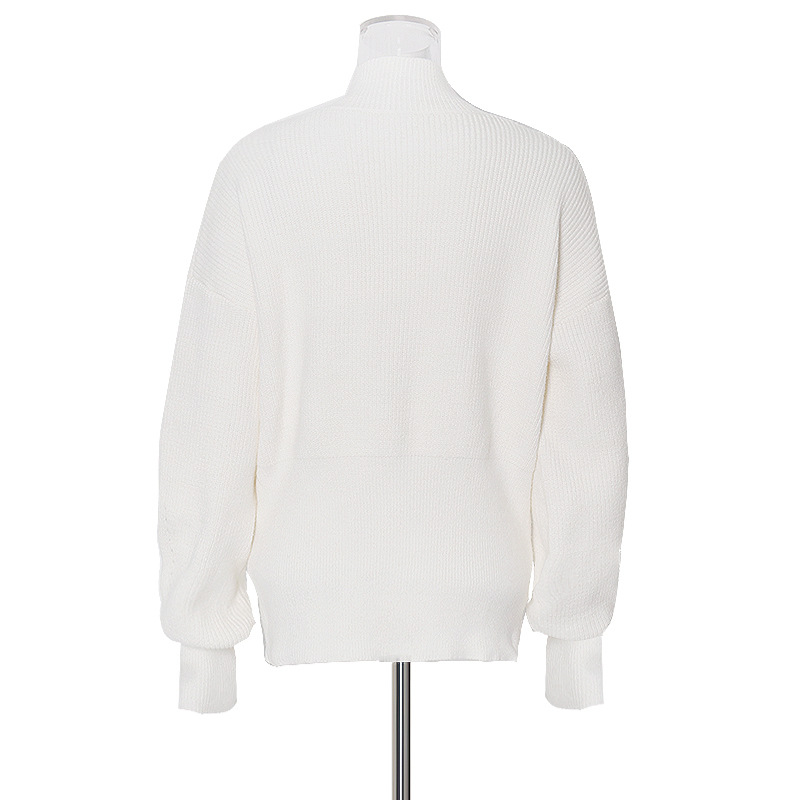 Standing Collar Waist Three-Dimensional Bow Slim Thin Knit Sweater