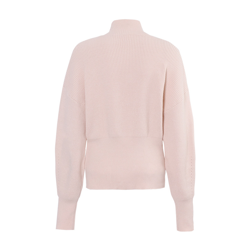 Standing Collar Waist Three-Dimensional Bow Slim Thin Knit Sweater