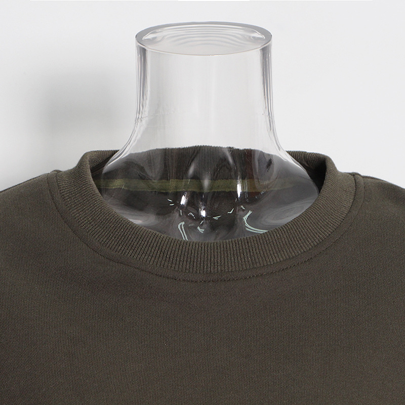 Military Green Head Personality Waist Slim Short Sweatshirt