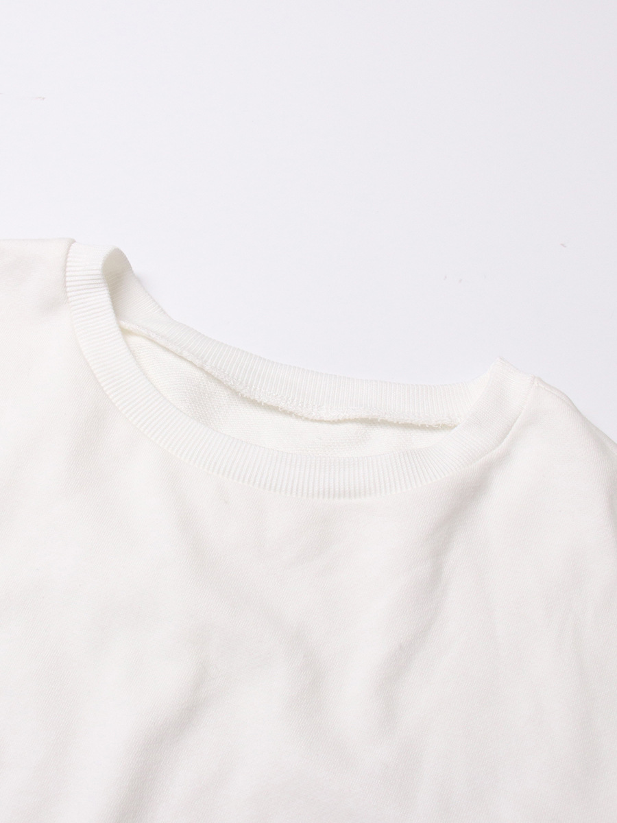 Pullover Sweatshirt Round Neck Long Sleeve Hollow Hole Short Top
