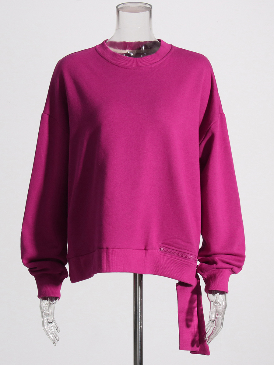Round Neck Long Sleeve Loose Irregular  Sweatshirt
