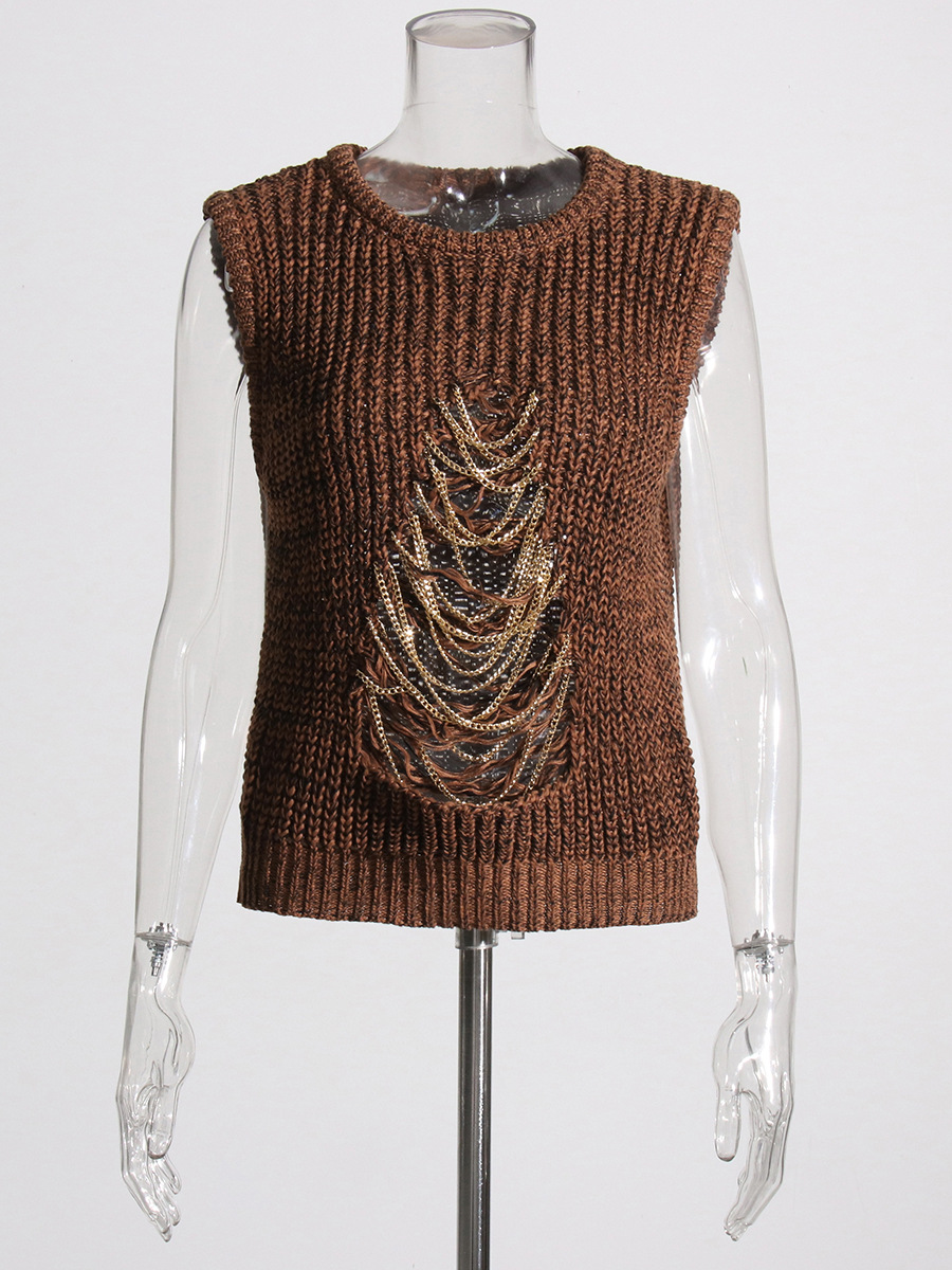 Round Neck To Repair Patchwork Hollow Undershirt