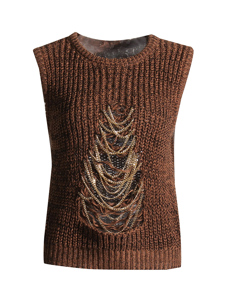 Round Neck To Repair Patchwork Hollow Undershirt