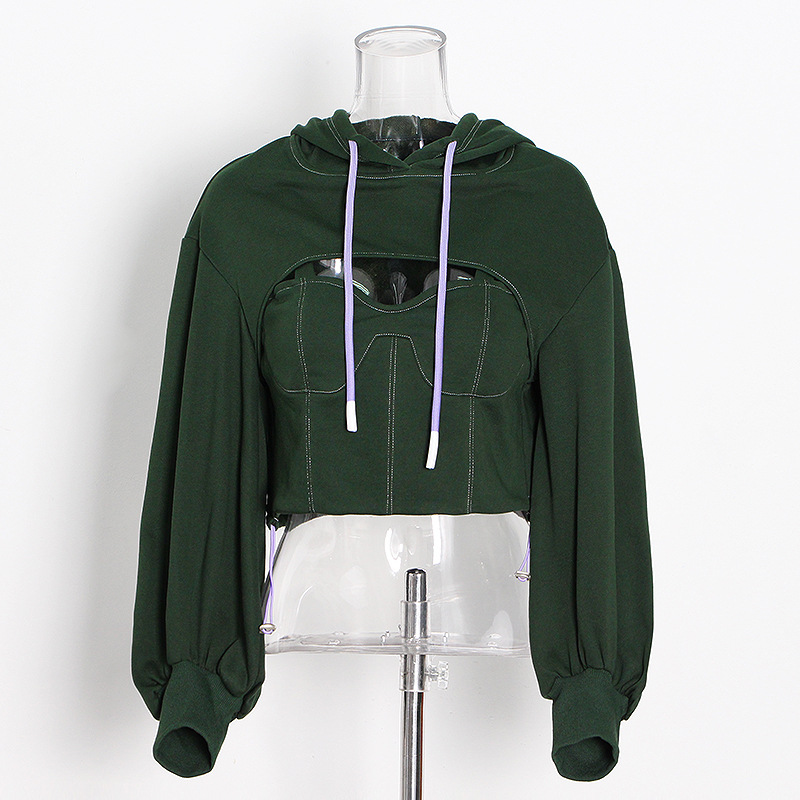 Sweatshirt Hollow Fake Two Pieces Set Long Sleeve 